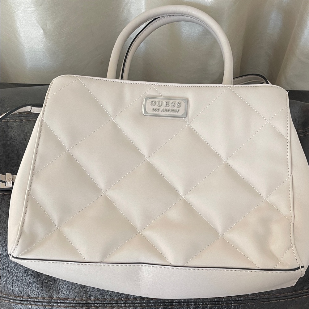 GUESS Ivory Quilted Satchel